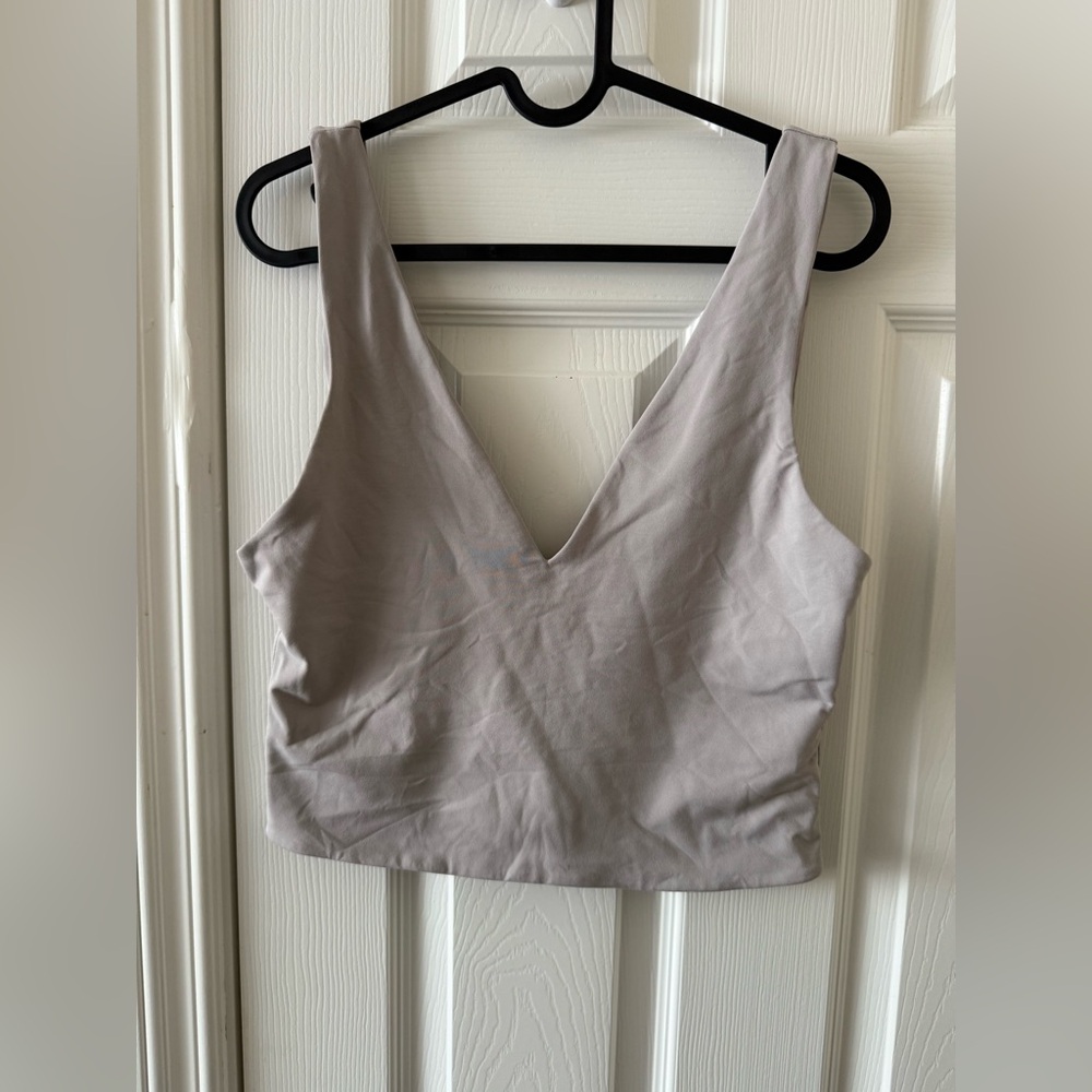 Babaton Aritzia Contour V Neck Sleeveless Crop Top in Gray Size Large